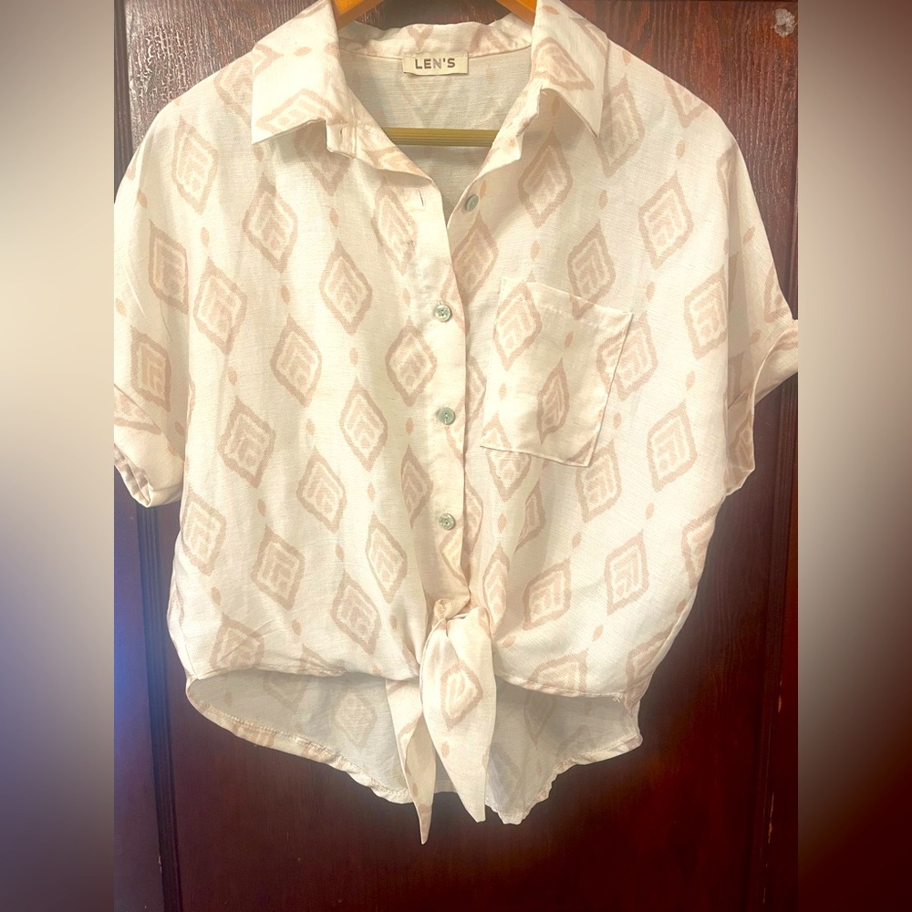 Vintage Lightweight Linen Shirt- 1 of a kind Measurements listed NEW condition.